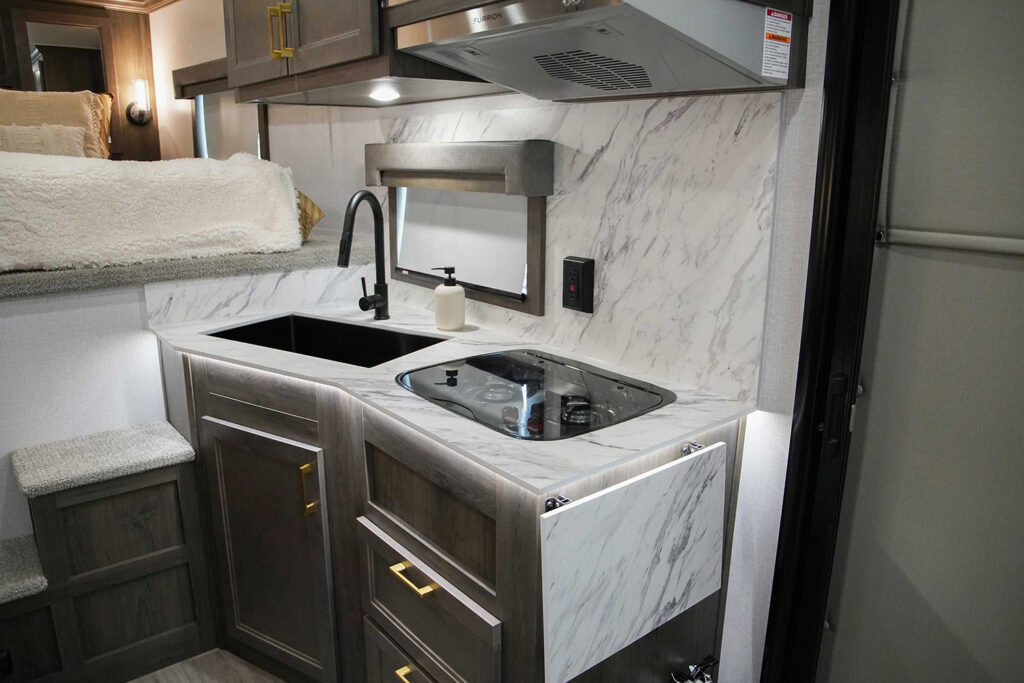 STC 8032 living quarters trailer - kitchen